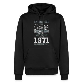 Geboren 1971 Geburtstag Oldtimer - Männer Premium Bio Hoodie - Schwarz - Vorne - Nico (187cm)