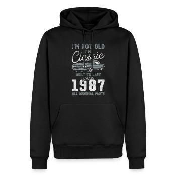 Né en 1987 Anniversaire Voiture classique - Sweat à capuche Premium bio Homme - noir - Devant - Nico (187cm)