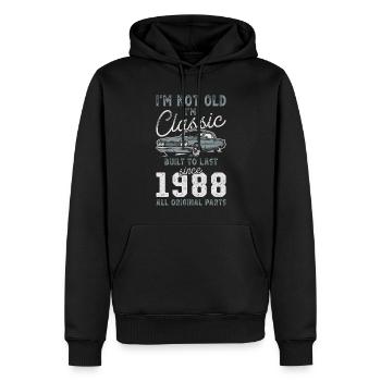 Né en 1988 Anniversaire Voiture classique - Sweat à capuche Premium bio Homme - noir - Devant - Nico (187cm)