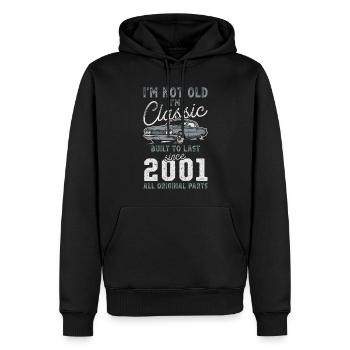 Né en 2001 Anniversaire Voiture classique - Sweat à capuche Premium bio Homme - noir - Devant - Nico (187cm)