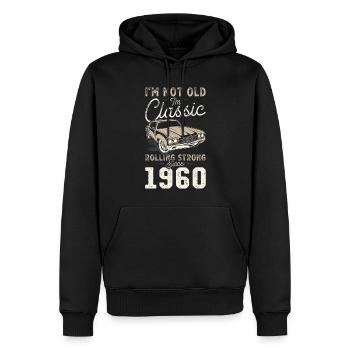 Geboren 1960 Geburtstag Oldtimer - Männer Premium Bio Hoodie - Schwarz - Vorne - Nico (187cm)