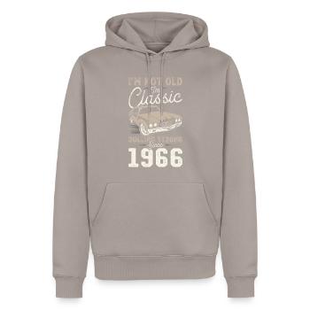Geboren 1966 Geburtstag Oldtimer - Männer Premium Bio Hoodie - Taupe - Vorne - Nico (187cm)