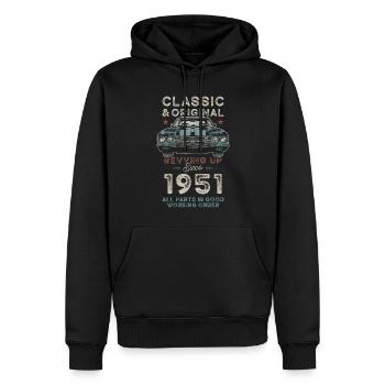 Né en 1951 Anniversaire Voiture classique - Sweat à capuche Premium bio Homme - noir - Devant - Nico (187cm)