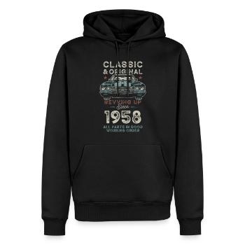 Geboren 1958 Geburtstag Oldtimer - Männer Premium Bio Hoodie - Schwarz - Vorne - Nico (187cm)