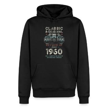 Geboren 1960 Geburtstag Oldtimer - Männer Premium Bio Hoodie - Schwarz - Vorne - Nico (187cm)