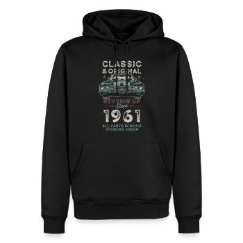 Né en 1961 Anniversaire Voiture classique - Sweat à capuche Premium bio Homme - noir - Devant - Nico (187cm)