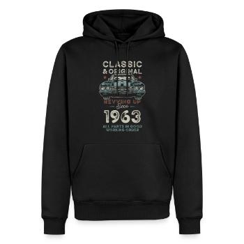 Geboren 1963 Geburtstag Oldtimer - Männer Premium Bio Hoodie - Schwarz - Vorne - Nico (187cm)