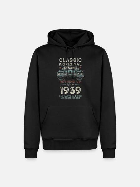 Geboren 1969 Verjaardag Classic Car - Mannen Premium Bio hoodie - zwart