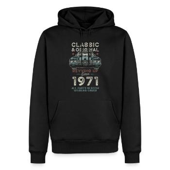 Geboren 1971 Geburtstag Oldtimer - Männer Premium Bio Hoodie - Schwarz - Vorne - Nico (187cm)