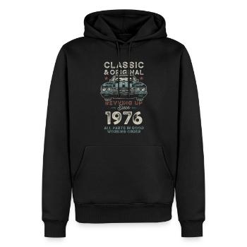 Né en 1976 Anniversaire Voiture classique - Sweat à capuche Premium bio Homme - noir - Devant - Nico (187cm)