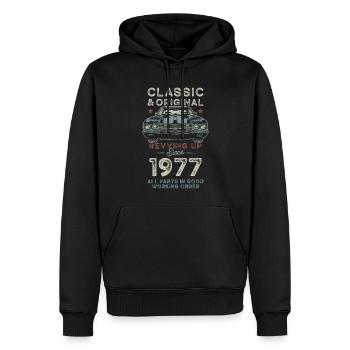 Né en 1977 Anniversaire Voiture classique - Sweat à capuche Premium bio Homme - noir - Devant - Nico (187cm)