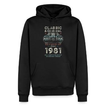 Né en 1981 Anniversaire Voiture classique - Sweat à capuche Premium bio Homme - noir - Devant - Nico (187cm)
