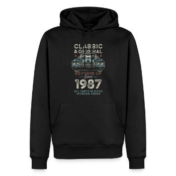 Né en 1987 Anniversaire Voiture classique - Sweat à capuche Premium bio Homme - noir - Devant - Nico (187cm)