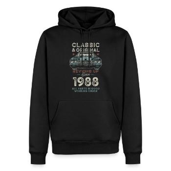 Né en 1988 Anniversaire Voiture classique - Sweat à capuche Premium bio Homme - noir - Devant - Nico (187cm)