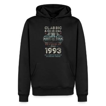 Geboren 1993 Geburtstag Oldtimer - Männer Premium Bio Hoodie - Schwarz - Vorne - Nico (187cm)