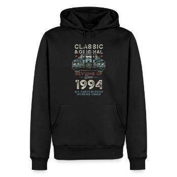 Geboren 1994 Geburtstag Oldtimer - Männer Premium Bio Hoodie - Schwarz - Vorne - Nico (187cm)