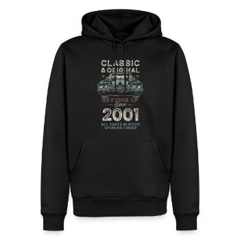 Né en 2001 Anniversaire Voiture classique - Sweat à capuche Premium bio Homme - noir - Devant - Nico (187cm)