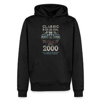 Born in 2000 Birthday Classic Car - Männer Premium Bio Hoodie - Schwarz - Vorne - Nico (187cm)
