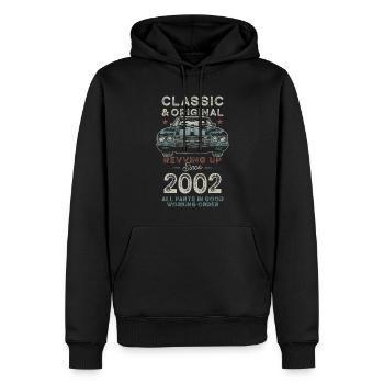 Born in 2002 Birthday Classic Car - Männer Premium Bio Hoodie - Schwarz - Vorne - Nico (187cm)