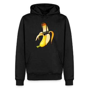 Gay Bären Pride Banane Lustig Cartoon Look - Männer Premium Bio Hoodie - Schwarz - Vorne - Nico (187cm)