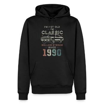Born 1990 Birthday Classic Car - Men’s Premium Organic Hoodie - black - Front - Nico (187cm)