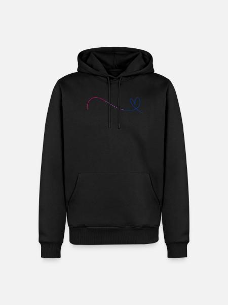 Herz Linie Bi Farben Subtil Bisexuell - Männer Premium Bio Hoodie - Schwarz