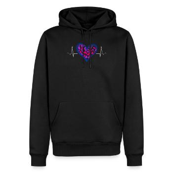Fierté bisexuelle Cœur Battement de cœur Drapeau - Sweat à capuche Premium bio Homme - noir - Devant - Nico (187cm)