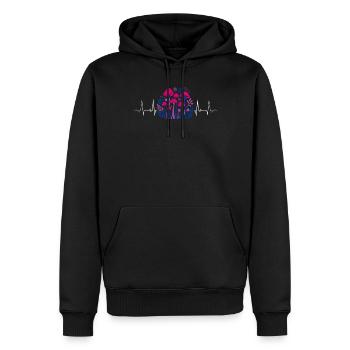 Bisexuel Fierté Champignons Battement de Cœur Drapeau - Sweat à capuche Premium bio Homme - noir - Devant - Nico (187cm)