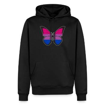 Bi-papillon avec couleurs Drapeau bisexuel - Sweat à capuche Premium bio Homme - noir - Devant - Nico (187cm)