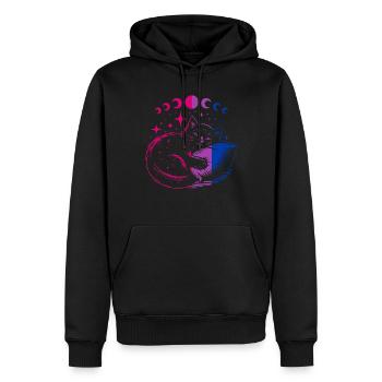 Bi-cat sleeps under moon phases & stars - Men’s Premium Organic Hoodie - black - Front - Nico (187cm)