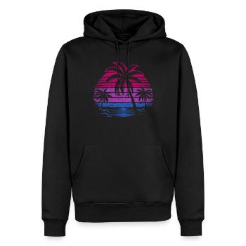 Bisexual Palm Trees Sunset Pride Colors - Men’s Premium Organic Hoodie - black - Front - Nico (187cm)