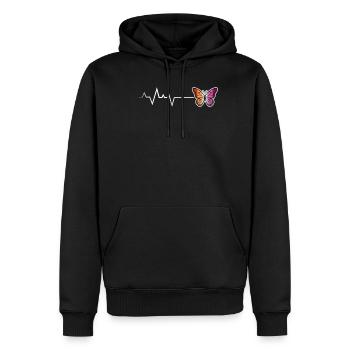 Lesbian Heartbeat Butterfly Pride Colors - Men’s Premium Organic Hoodie - black - Front - Nico (187cm)