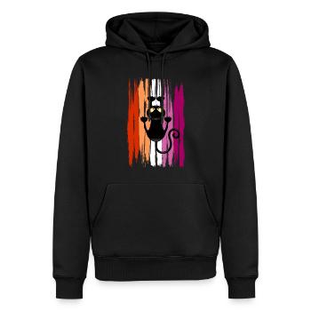 Lustige kletternde Katze mit lesbischen Farben - Männer Premium Bio Hoodie - Schwarz - Vorne - Nico (187cm)