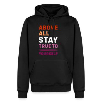 Starker lesbischer Pride in den Farben der Flagge - Männer Premium Bio Hoodie - Schwarz - Vorne - Nico (187cm)