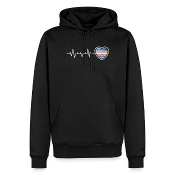 Herzschlag Transgender Vintage LGBTQ+ Flagge Pride - Männer Premium Bio Hoodie - Schwarz - Vorne - Nico (187cm)