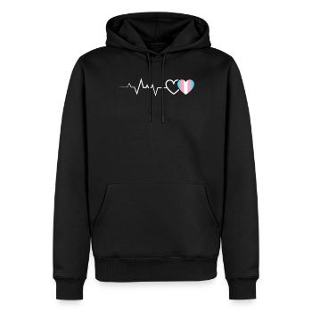 Herzschlag Transgender Liebe Stolz LGBTQ+ - Männer Premium Bio Hoodie - Schwarz - Vorne - Nico (187cm)