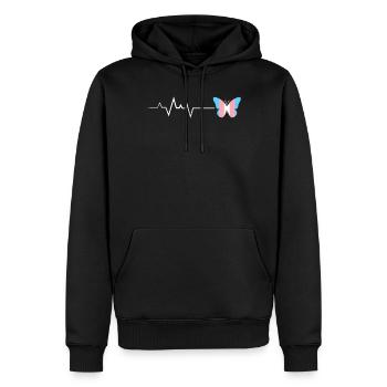Herzschlag Schmetterling Transgender Pride Flagge - Männer Premium Bio Hoodie - Schwarz - Vorne - Nico (187cm)