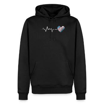Transgender Herzschlag mit Skizzenstil Herz - Männer Premium Bio Hoodie - Schwarz - Vorne - Nico (187cm)