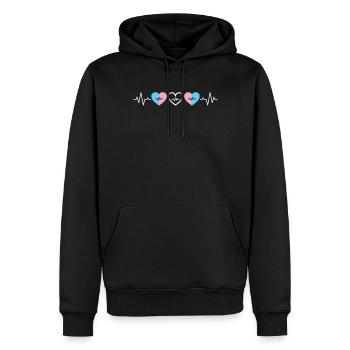 Herzschlag Transgender Flagge Liebe Stolz LGBTQ+ - Männer Premium Bio Hoodie - Schwarz - Vorne - Nico (187cm)