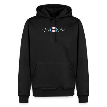 Transgender Herzschlag mit LGBTQ+ Lippenabdruck - Männer Premium Bio Hoodie - Schwarz - Vorne - Nico (187cm)