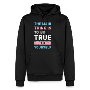 Transgender Statement Pride und Selbstbewusstsein - Männer Premium Bio Hoodie - Schwarz - Vorne - Nico (187cm)