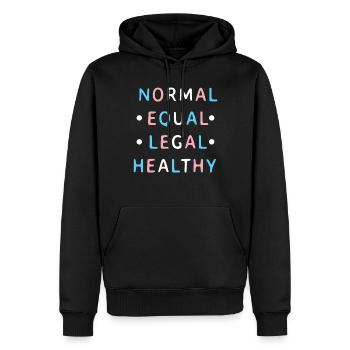 Normal Equal Legal Healthy in Transgender Farben - Männer Premium Bio Hoodie - Schwarz - Vorne - Nico (187cm)