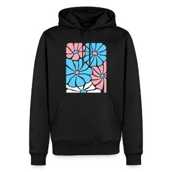 Fleurs transgenres dans la fierté Couleurs Rose Bleu Blanc - Sweat à capuche Premium bio Homme - noir - Devant - Nico (187cm)