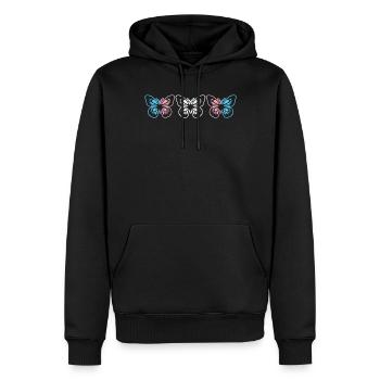 Trois papillons dans le style des couleurs transgenres - Sweat à capuche Premium bio Homme - noir - Devant - Nico (187cm)