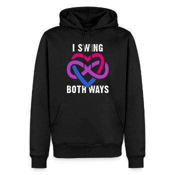 Ich Schwinge Beidseitig Polyamorie Bi Pride - Männer Premium Bio Hoodie - Schwarz - Vorne - Nico (187cm)