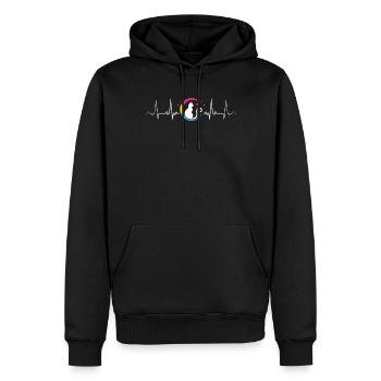Pansexual Pride Katze im Mond mit Herzschlaglinie - Männer Premium Bio Hoodie - Schwarz - Vorne - Nico (187cm)