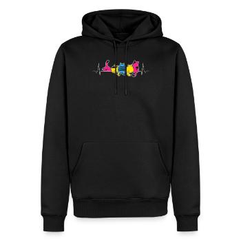 Heartbeat with animals in Pansexual Pride colors - Men’s Premium Organic Hoodie - black - Front - Nico (187cm)