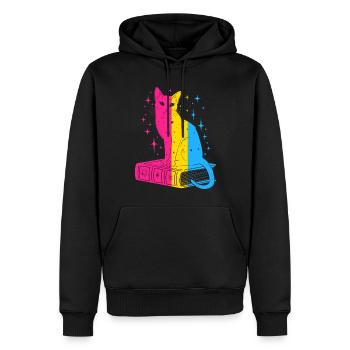 Livre Chat Céleste Fierté Pansexuelle LGBTQ+ - Sweat à capuche Premium bio Homme - noir - Devant - Nico (187cm)