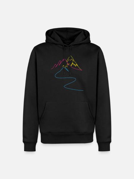 Pansexual Pride Berge mit Bunter Weg Linienkunst - Männer Premium Bio Hoodie - Schwarz