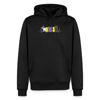 Non-binaire Fierté Chat mignon Battement de cœur LGBTQ+ - Sweat à capuche Premium bio Homme - noir - Devant - Nico (187cm)